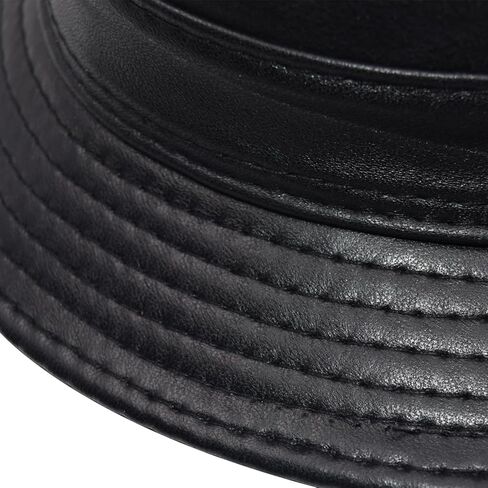 Genuine Leather Jazz Hat Short Brim Classic Fedora Porkpie Hat in Saudi Arabia