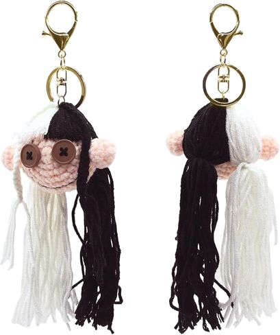 Ugly Doll Plush Keychain For Backpack, 6" Cute Keychain For Women, Plush Keychain Gift For Handbag, Purse, Backpack, Car Keys ((Black + White)) in Saudi Arabia