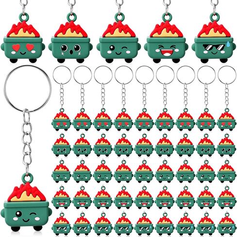 50 Pcs Mini Dumpster Fire Keychain Bulk Small Dumpster Fire Figures Statue Pendant Key Chain Positive Emotional Gifts for Coworker Employee Team Office Colleagues Backpack Accessories in Saudi Arabia