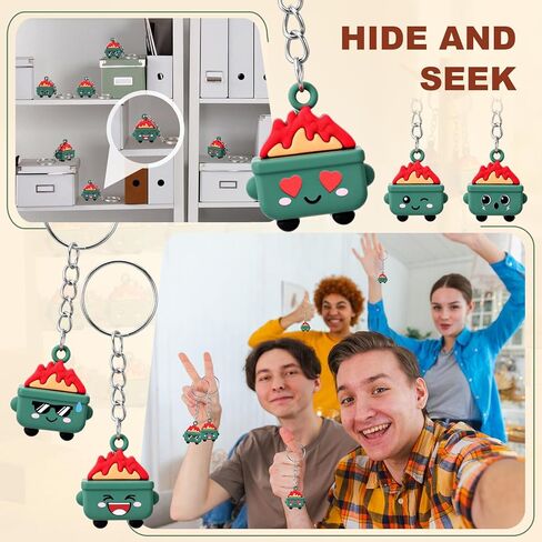 50 Pcs Mini Dumpster Fire Keychain Bulk Small Dumpster Fire Figures Statue Pendant Key Chain Positive Emotional Gifts for Coworker Employee Team Office Colleagues Backpack Accessories in Saudi Arabia