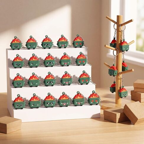 50 Pcs Mini Dumpster Fire Keychain Bulk Small Dumpster Fire Figures Statue Pendant Key Chain Positive Emotional Gifts for Coworker Employee Team Office Colleagues Backpack Accessories in Saudi Arabia