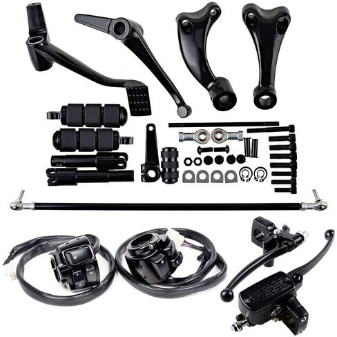 Set Black Switch Control w/Harness + Pair Hand Grips + Footpeg Forward Controls Kit Compatible with Harley Sportster XL883 XL1200 1" Handlebar in Saudi Arabia