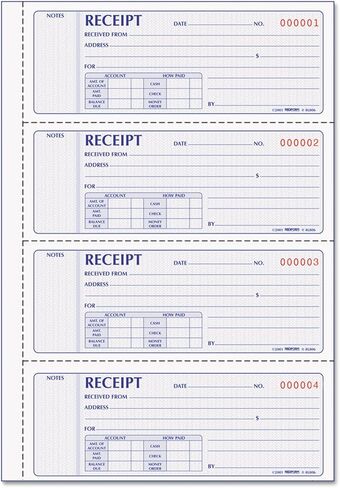 كتاب إيصالات الأموال من ريديفورم 8L806 2 3/4 × 7 مكرر بدون كربون 200 مجموعة/كتاب in Kuwait