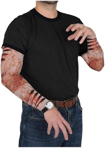 Beistle Zombie Bite Party Sleeves 1 Pair Halloween Wearing Apparel, Costume Accessory, One Size, Red/Black/Tan in Kuwait