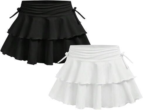 SOLY HUX Girl's Ruffle Mini Skirts 2 Piece Summer Tennis Skirt with Shorts Underneath in Saudi Arabia
