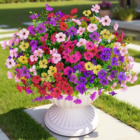 Artificial Faux Flowers Plants for Outdoors Outside Spring Summer Decoration,12 Bundles Silk Daisy Realistic Fake Flowers Plant Greenery UV Resistant for Planters Porch Patio Garden Home(6 Multicolor) in Saudi Arabia