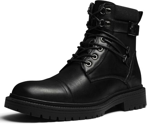 Mens Casual Boots, Genuine Leather Cap Toe Mens Motorcycle Combat Boots with Arch Support, Comfortable Stylish Chukka Ankle Dress Boots for Men in Saudi Arabia