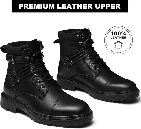 Mens Casual Boots, Genuine Leather Cap Toe Mens Motorcycle Combat Boots with Arch Support, Comfortable Stylish Chukka Ankle Dress Boots for Men in Saudi Arabia