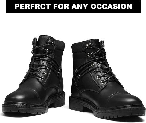 Mens Casual Boots, Genuine Leather Cap Toe Mens Motorcycle Combat Boots with Arch Support, Comfortable Stylish Chukka Ankle Dress Boots for Men in Saudi Arabia