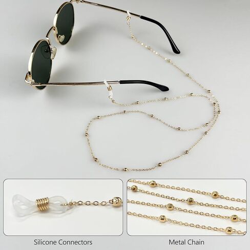 14K Gold Eyeglass Chain for Women - Elegant Glasses Holder with Anti-Slip Adjustable Loops, Multifunctional Fashion Sunglasses Chain in Saudi Arabia