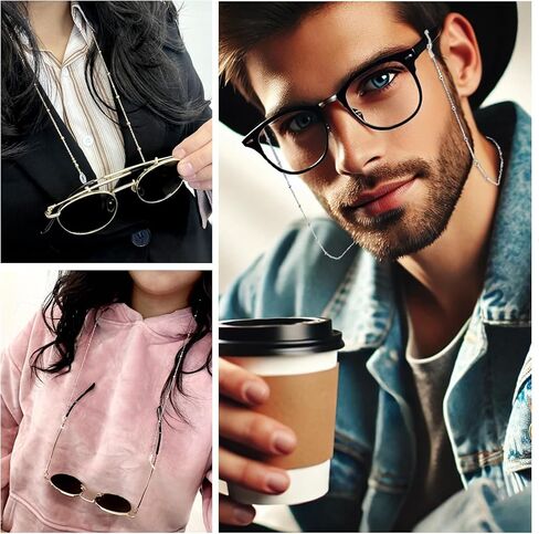 14K Gold Eyeglass Chain for Women - Elegant Glasses Holder with Anti-Slip Adjustable Loops, Multifunctional Fashion Sunglasses Chain in Saudi Arabia