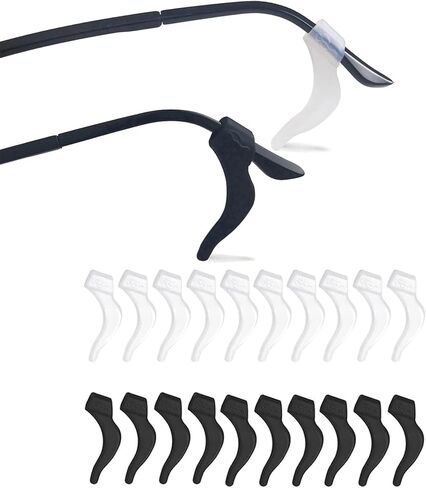 Eyeglass Ear Grips -10 Pairs eye glasses ear grippers Anti-slip Holder, Silicone Ear Hook, glasses ear grip Sleeve Retainer for Sports Glasses, Sunglasses Reading glass (10 PCS Black, 10 PCS White) in Saudi Arabia