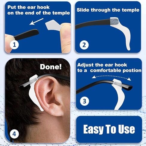 Eyeglass Ear Grips -10 Pairs eye glasses ear grippers Anti-slip Holder, Silicone Ear Hook, glasses ear grip Sleeve Retainer for Sports Glasses, Sunglasses Reading glass (10 PCS Black, 10 PCS White) in Saudi Arabia