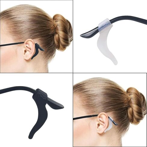 Eyeglass Ear Grips -10 Pairs eye glasses ear grippers Anti-slip Holder, Silicone Ear Hook, glasses ear grip Sleeve Retainer for Sports Glasses, Sunglasses Reading glass (10 PCS Black, 10 PCS White) in Saudi Arabia