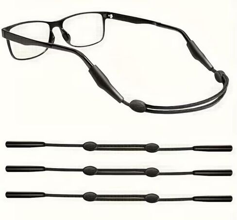 Classic Black Eyeglass Straps (3 Pack) - Adjustable Anti-Loss Eyewear Lanyard for Sports, Reading, Outdoor Activities | Secure Glasses Holder for Men, Women, Adults in Saudi Arabia