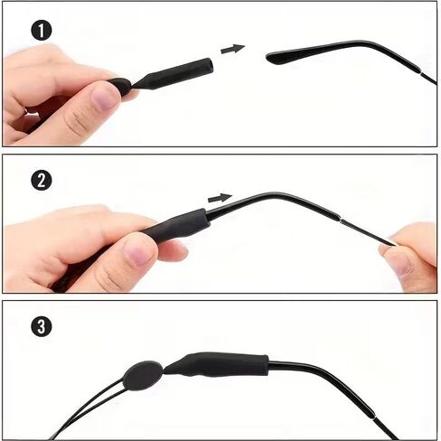 Classic Black Eyeglass Straps (3 Pack) - Adjustable Anti-Loss Eyewear Lanyard for Sports, Reading, Outdoor Activities | Secure Glasses Holder for Men, Women, Adults in Saudi Arabia