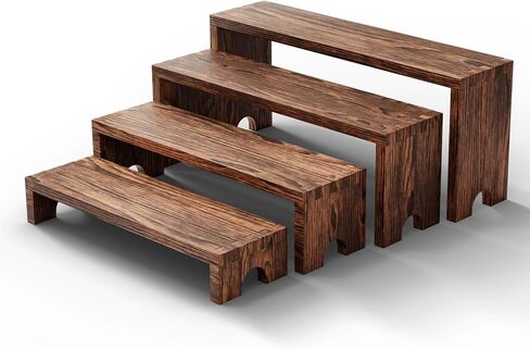 حوامل عرض خشبية ذات طبقات - منظم رف عطور من 4 طبقات، رف توابل كبير، مجموعة عرض طاولة حلوى الكب كيك الخشبية، عناصر عرض كشك البائع، حاملات طعام البوفيه لديكور الحفلات والمناسبات in Kuwait