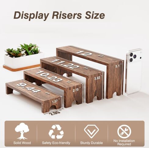 حوامل عرض خشبية ذات طبقات - منظم رف عطور من 4 طبقات، رف توابل كبير، مجموعة عرض طاولة حلوى الكب كيك الخشبية، عناصر عرض كشك البائع، حاملات طعام البوفيه لديكور الحفلات والمناسبات in Kuwait