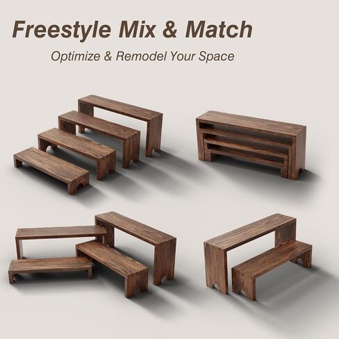 حوامل عرض خشبية ذات طبقات - منظم رف عطور من 4 طبقات، رف توابل كبير، مجموعة عرض طاولة حلوى الكب كيك الخشبية، عناصر عرض كشك البائع، حاملات طعام البوفيه لديكور الحفلات والمناسبات in Kuwait