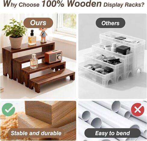 حوامل عرض خشبية ذات طبقات - منظم رف عطور من 4 طبقات، رف توابل كبير، مجموعة عرض طاولة حلوى الكب كيك الخشبية، عناصر عرض كشك البائع، حاملات طعام البوفيه لديكور الحفلات والمناسبات in Kuwait