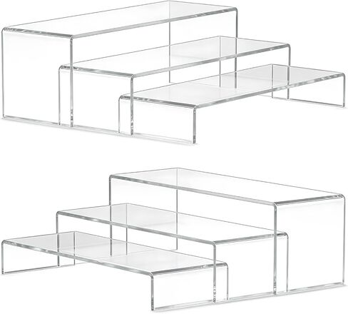 حامل عرض لاغر أكريليك - منظم رف عطر شفاف من 3 طبقات، حامل حامل كب كيك، مجموعة طاولة عرض الحلوى المتدرجة، حاملات طعام البوفيه للحفلات والمناسبات، تمثال عرض، قابل للتجميع in Kuwait