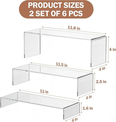 حامل عرض لاغر أكريليك - منظم رف عطر شفاف من 3 طبقات، حامل حامل كب كيك، مجموعة طاولة عرض الحلوى المتدرجة، حاملات طعام البوفيه للحفلات والمناسبات، تمثال عرض، قابل للتجميع in Kuwait