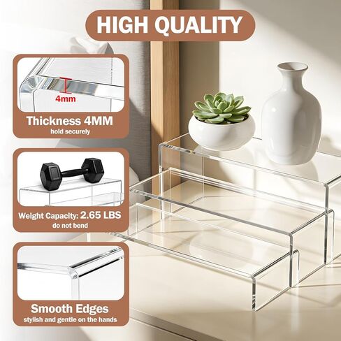 حامل عرض لاغر أكريليك - منظم رف عطر شفاف من 3 طبقات، حامل حامل كب كيك، مجموعة طاولة عرض الحلوى المتدرجة، حاملات طعام البوفيه للحفلات والمناسبات، تمثال عرض، قابل للتجميع in Kuwait
