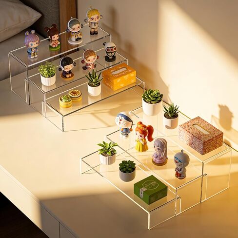 حامل عرض لاغر أكريليك - منظم رف عطر شفاف من 3 طبقات، حامل حامل كب كيك، مجموعة طاولة عرض الحلوى المتدرجة، حاملات طعام البوفيه للحفلات والمناسبات، تمثال عرض، قابل للتجميع in Kuwait