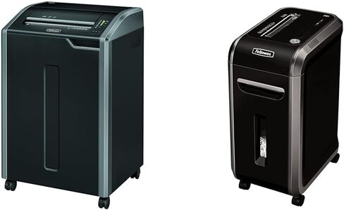 ماكينة تقطيع الورق Fellowes Powershred 485Ci مقاومة للتكدس بنسبة 100% من الدرجة التجارية 30 ورقة، وماكينة تقطيع الورق Powershred 99Ci المقاومة للتكدس 18 ورقة بنسبة 100% أسود/رمادي in Saudi Arabia