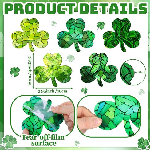 10 Pcs St Patrick's Day Decorations Shamrock Ornaments Set Good Luck Trefoil Pendant Decorations Irish Gifts Shamrock Decorative Hanging Ornaments for St. Patrick's Day Window Tree Garden in Kuwait