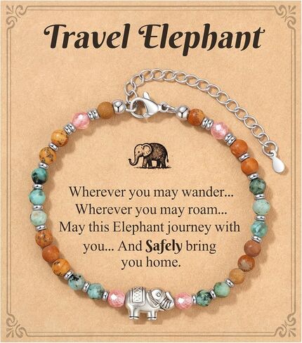 HGDEER Elephant Travel Bracelet for Women, Lucky Travel Elephant Gifts for Gifts Good Luck Jewelry with Quote Card and Velvet Gift Pouch in Saudi Arabia