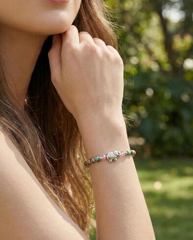 HGDEER Elephant Travel Bracelet for Women, Lucky Travel Elephant Gifts for Gifts Good Luck Jewelry with Quote Card and Velvet Gift Pouch in Saudi Arabia