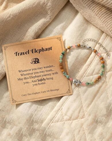 HGDEER Elephant Travel Bracelet for Women, Lucky Travel Elephant Gifts for Gifts Good Luck Jewelry with Quote Card and Velvet Gift Pouch in Saudi Arabia