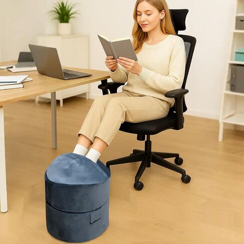 مسند للقدمين تحت المكتب في العمل - دعامة ساق طويلة جدًا مكونة من طبقتين وقابلة للتعديل مع جيب مريح للقدم، وإسفنج عالي الكثافة وغطاء مخملي هولندي قابل للغسل للأشخاص القصيرين، والمكتب، والمنزل والألعاب in Kuwait