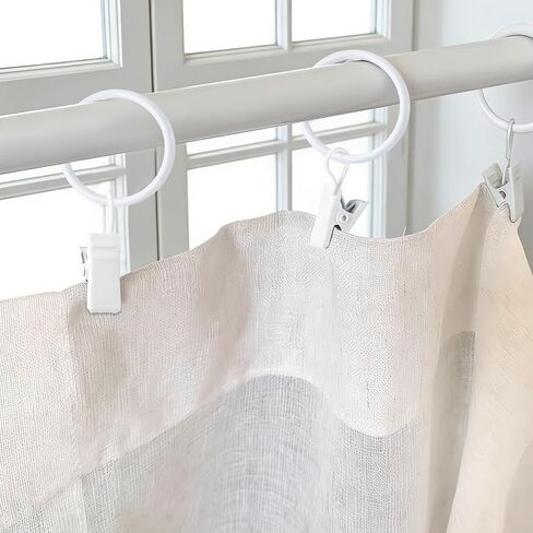 20 PCS Metal Curtain Clips, 1.2" in Interior White Curtain Rings, Ring Clips to Hang Curtains in Saudi Arabia