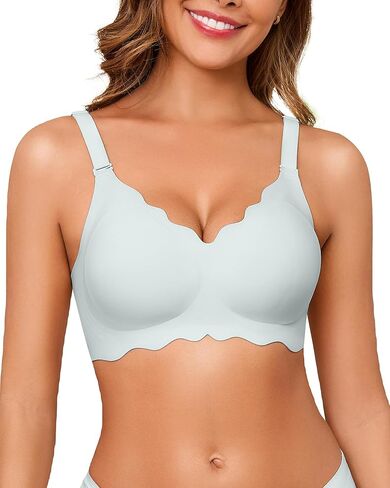 Seamless Bras for Women No Underwire Push Up Bra Full Coverage V-Neck Wirefree Bralettes Soft T-Shirt Everyday Bra in Saudi Arabia