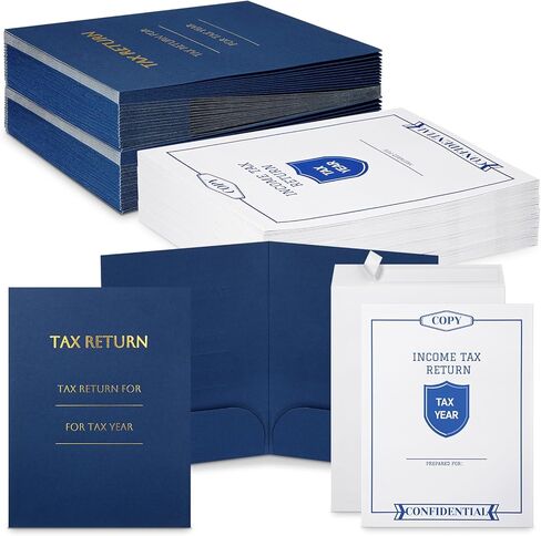 Skyygemm 50 Pcs 9 x 12 Inch Tax Return Envelopes and Tax Return Folders Set 25 White Open End Envelopes 25 Income Levy 2 Pocket Folders Gold Foil Text for Storing or Handling (Black) in Saudi Arabia