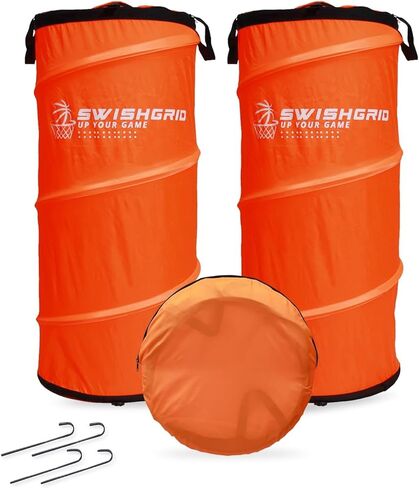 SwishGrid Pop Up Defender 2-pack أداة تدريب محمولة لتحسين مهارات المراوغة والتصويب لكرة السلة وكرة القدم وكرة القدم مع مساحة تخزين مدمجة، برتقالي in Saudi Arabia