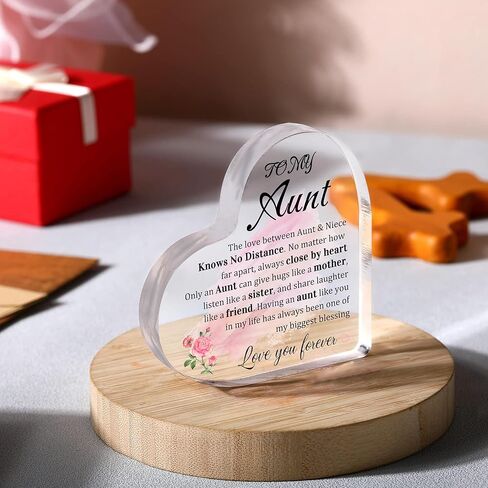 Aunt Gifts, Auntie Gift Ideas Heart Shaped Desk Sign Aunt Birthday Gifts From Niece Heart Acrylic Paperweight Birthday Gift 4×4 Inches in Saudi Arabia
