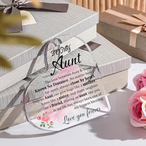 Aunt Gifts, Auntie Gift Ideas Heart Shaped Desk Sign Aunt Birthday Gifts From Niece Heart Acrylic Paperweight Birthday Gift 4×4 Inches in Saudi Arabia