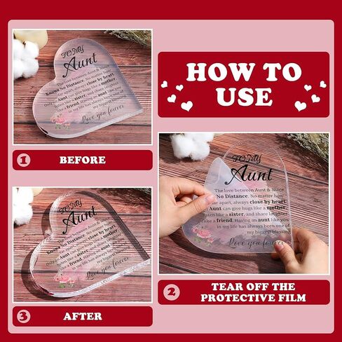 Aunt Gifts, Auntie Gift Ideas Heart Shaped Desk Sign Aunt Birthday Gifts From Niece Heart Acrylic Paperweight Birthday Gift 4×4 Inches in Saudi Arabia
