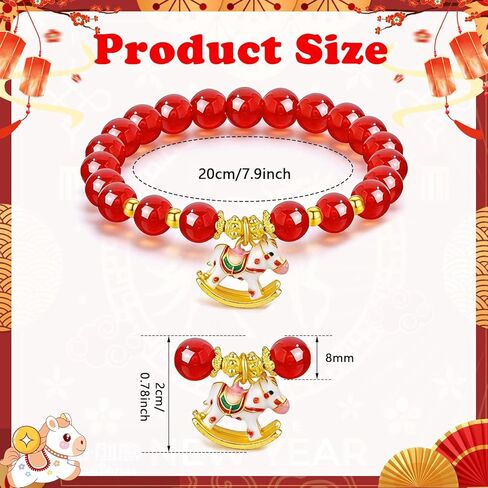HOWAF 2026 Chinese New Year Horse Bracelet, Year of The Horse Good Luck Beaded Bracelet with Gold Charm 2026 Lunar New Year Jewelry for Women Men Gift 3Pcs in Saudi Arabia