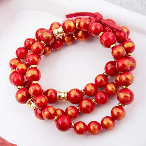 مجموعة أساور مطاطية ذهبية من اليشم الأحمر من Barse Jewelry in Saudi Arabia