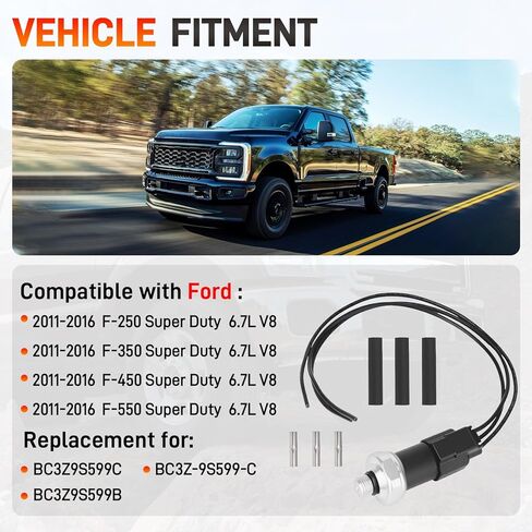مستشعر مفتاح ضغط الوقود مع أسلاك إصلاح متوافقة مع 2011-2016 Ford F-250 F-350 F-450 F-550 Super Duty 6.7L Powerstroke Diesel استبدال BC3Z-9S599-C in Kuwait
