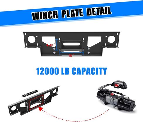 لوحة تركيب ونش WOLFSTORM لـ 2013-2018 RAM 1500 و2019-2024 دعامة تثبيت ونش كلاسيكية شديدة التحمل، فولاذ مطلي بالطاقة بسعة ونش 12,000 رطل in Kuwait