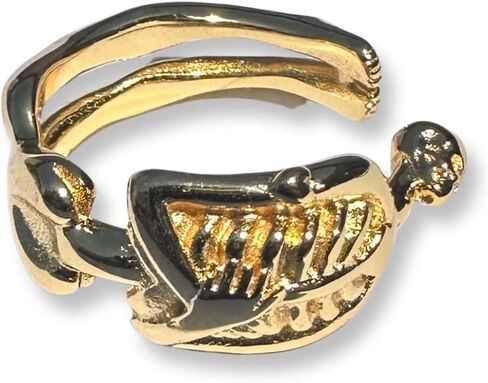 VERAMEAT PLEASANTLY DECEASED Gold Brass & Sterling Silver Adjustable Ring, Gothic, Halloween, Skeleton, Statement Ring in Saudi Arabia