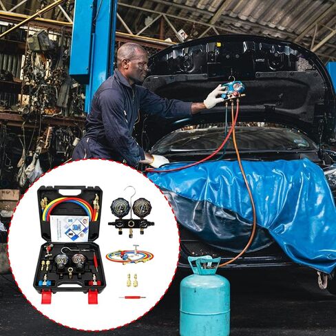 Professional Car Air Conditioning Recharges Complete Set with Quick Connection Fittings Suitable for R22 R134 R404 R41 Multiple Refrigerants Car Charging Tool Set in Kuwait
