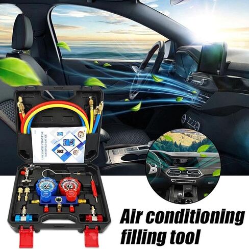 Professional Car Air Conditioning Recharges Complete Set with Quick Connection Fittings Suitable for R22 R134 R404 R41 Multiple Refrigerants Car Charging Tool Set in Kuwait