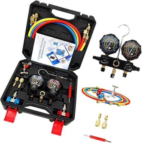 Professional Car Air Conditioning Recharges Complete Set with Quick Connection Fittings Suitable for R22 R134 R404 R41 Multiple Refrigerants Car Charging Tool Set in Kuwait