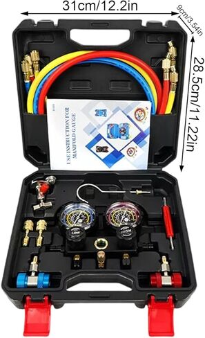 Professional Car Air Conditioning Recharges Complete Set with Quick Connection Fittings Suitable for R22 R134 R404 R41 Multiple Refrigerants Car Charging Tool Set in Kuwait